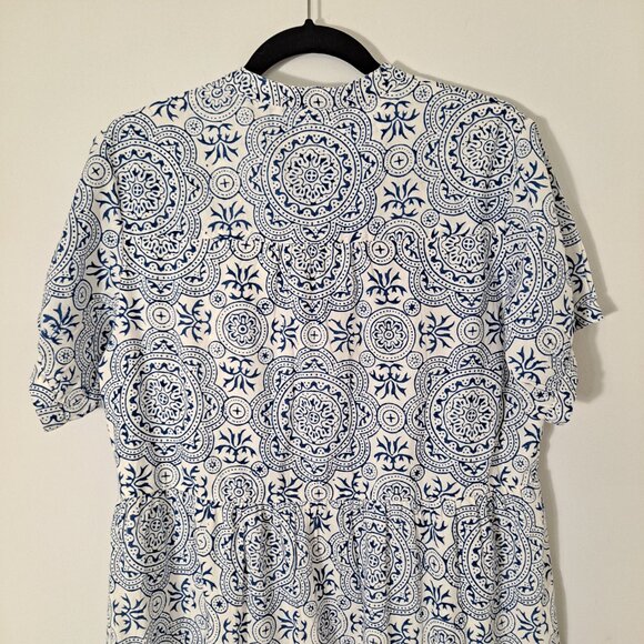 Fitzroy & Willa Blue White Boho Beach Coastal Babydoll Dress - Picture 8 of 9